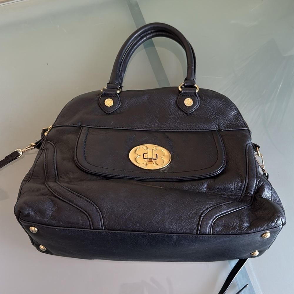 Emma Fox Bags Emma Fox Black Leather Satchel with Crossbody Strap Slouchy Bag - Picture 6 of 8